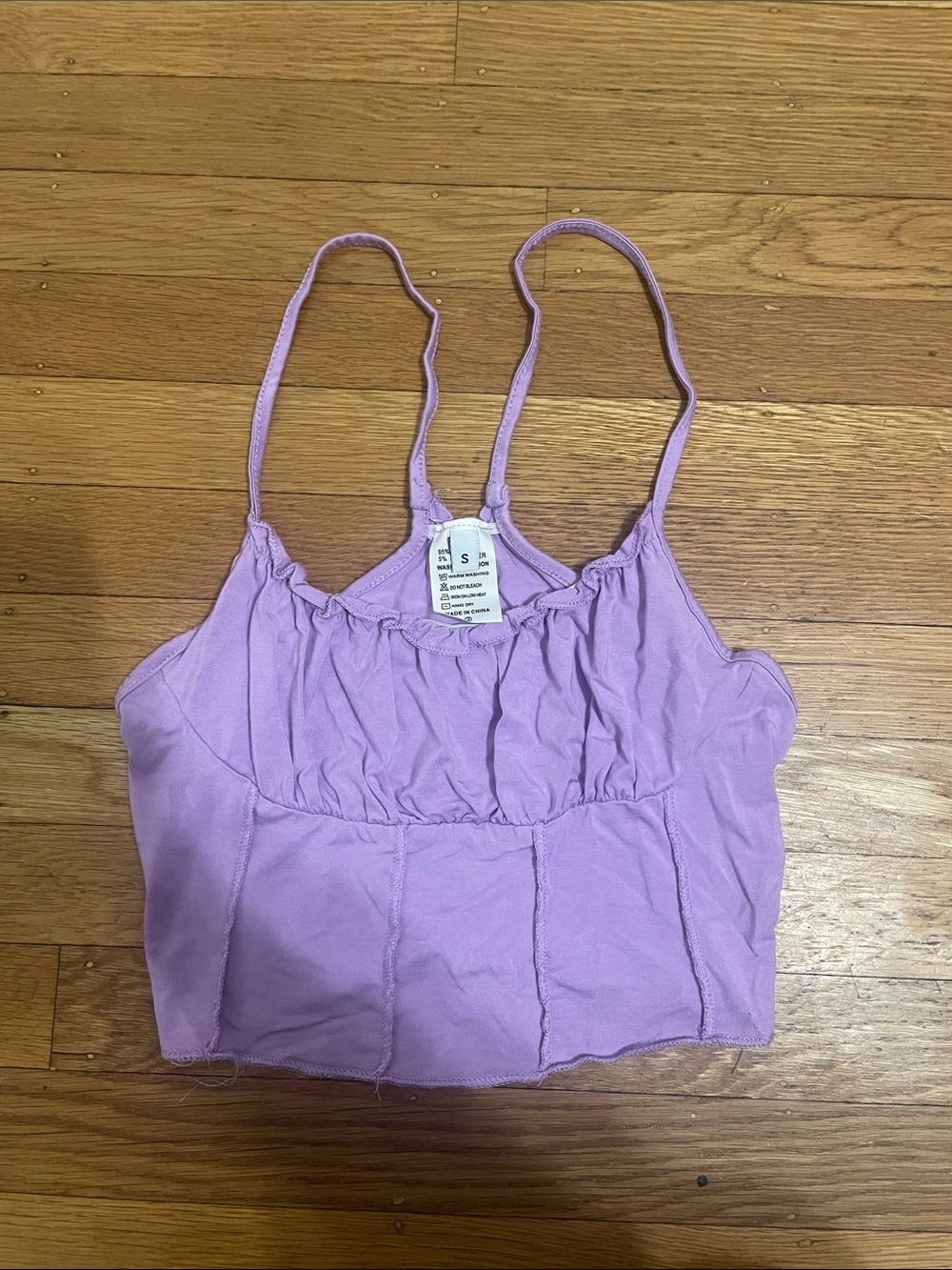 Lilac Ruched Spaghetti Strap Crop Top - Brand: